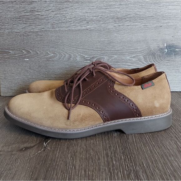 Bass Men\'s Pasadena Saddle Taupe Suede Oxfords Size 11.5 main image 4
